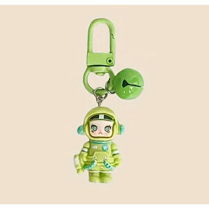 Skull Panda Phone Charm Keychain - Green